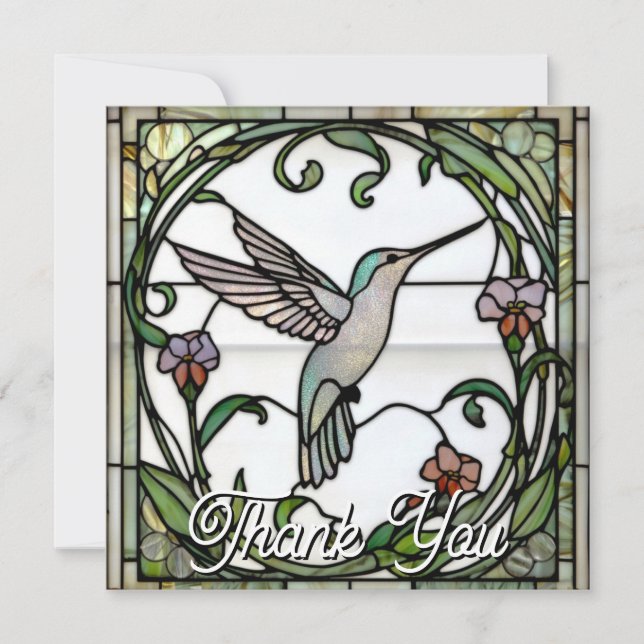 Cartão De Agradecimento Elegant stain glass art nouveau hummingbird (Frente)