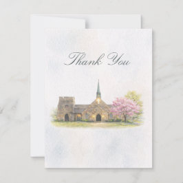 Cartão De Agradecimento Elegant Stone Chapel Spring Wedding Thank You Card