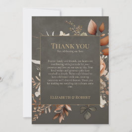 Cartão De Agradecimento Elegant Taupe Floral Wedding Thank You Card