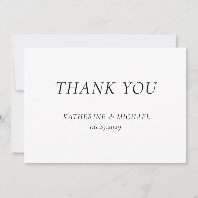 Cartão De Agradecimento Elegant Timeless White Wedding Thank You Cards (Frente)