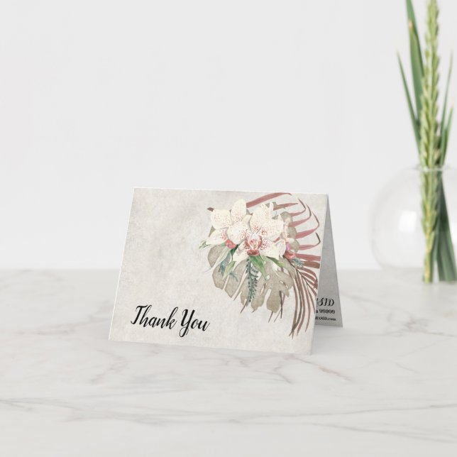 Cartão De Agradecimento Elegant Tropical White Floral Greenery Thank You (Frente)