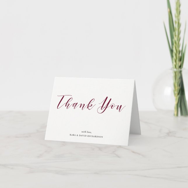 Cartão De Agradecimento Elegant Typography | Marsala Wedding Thank You (Frente)