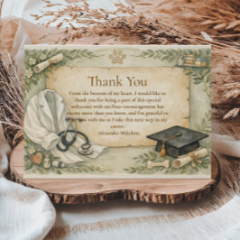 Cartão De Agradecimento Elegant Veterinary White Coat Graduation Party
