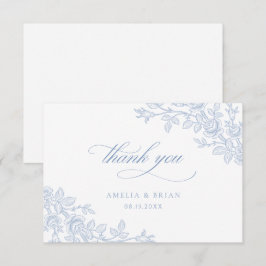 Cartão De Agradecimento Elegant Vintage Floral Dusty Blue Wedding