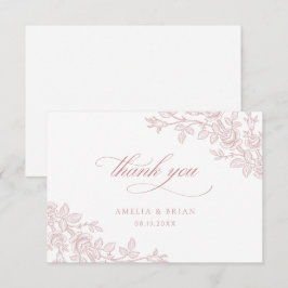 Cartão De Agradecimento Elegant Vintage Floral Dusty Rose Wedding