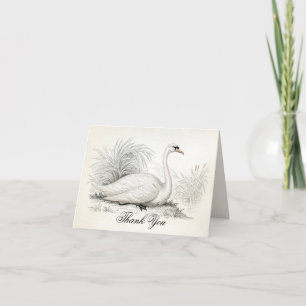 Cartão De Agradecimento Elegant Vintage Swan Thank You Note Card