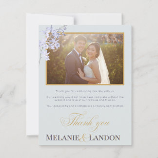 Cartão De Agradecimento Elegant Violet and Mint Wedding Thank You Card