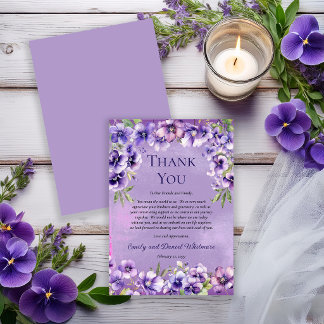 Cartão De Agradecimento Elegant Violet Floral Wedding Thank You Card