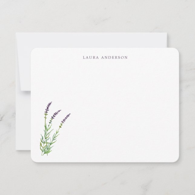 Cartão De Agradecimento Elegant Watercolor Lavender personalized  (Frente)