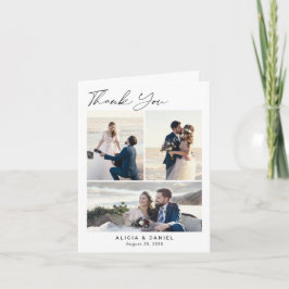 Cartão De Agradecimento Elegant wedding 4 photo collage
