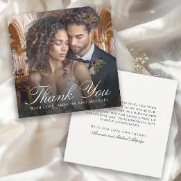 Cartão De Agradecimento Elegant Wedding Photo Thank You