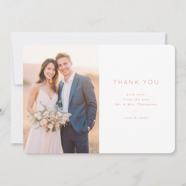 Cartão De Agradecimento Elegant Wedding Thank You Card (Frente)