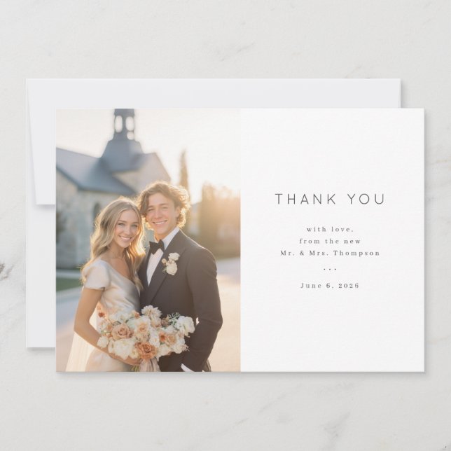 Cartão De Agradecimento Elegant Wedding Thank You Card (Frente)