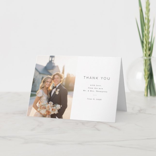 Cartão De Agradecimento Elegant Wedding Thank You Card (Frente)
