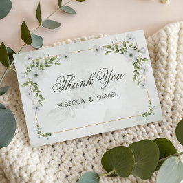 Cartão De Agradecimento Elegant White Floral Wedding Thank You Card