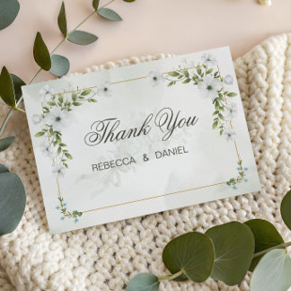 Cartão De Agradecimento Elegant White Floral Wedding Thank You Card