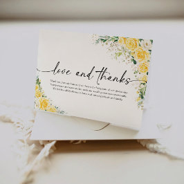Cartão De Agradecimento Elegant Yellow Wedding Folded Thank You Card