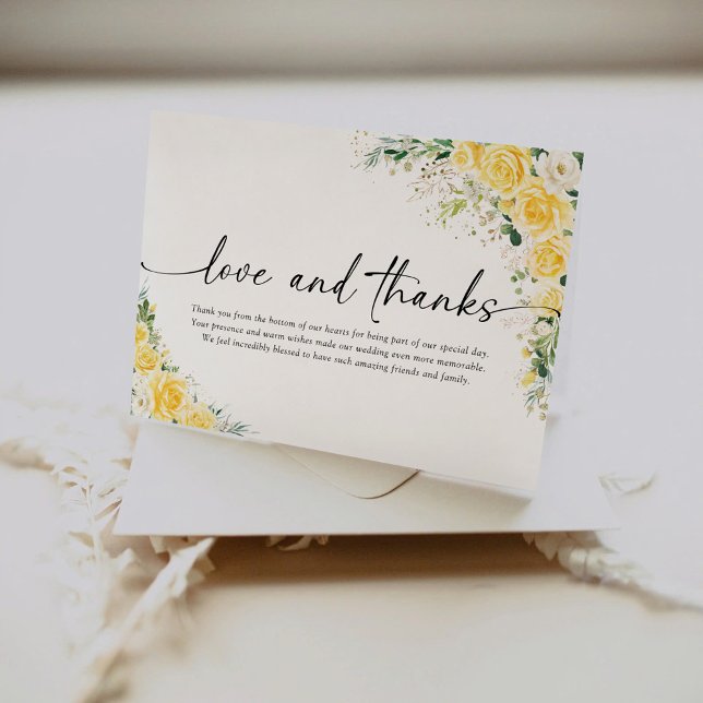 Cartão De Agradecimento Elegant Yellow Wedding Folded Thank You Card (Criador carregado)