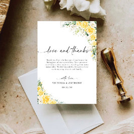 Cartão De Agradecimento Elegant Yellow Wedding Folded Thank You Card