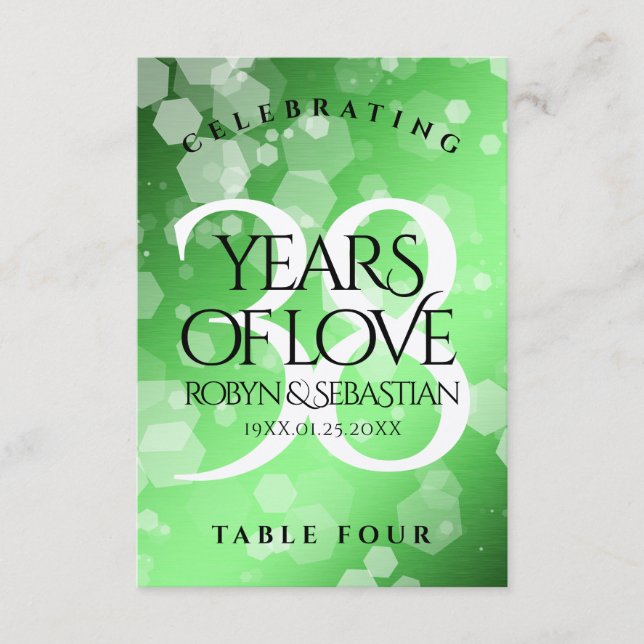 Cartão De Agradecimento Elegante 38º aniversário do casamento do Emerald (Frente)