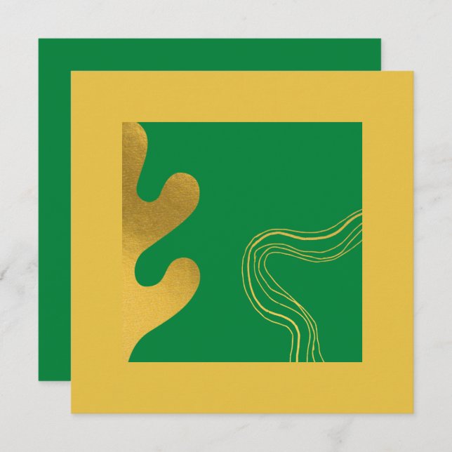 Cartão De Agradecimento Elegante Abstrato Dourado Real Verde (Frente/Verso)