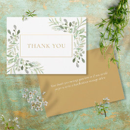Cartão De Agradecimento Elegante Água Verde Dourado Obrigado