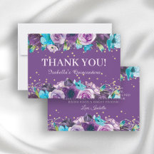 Elegante Aniversário de Quinceañera Roxo Azul Flor