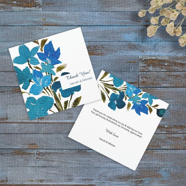 Cartão De Agradecimento Elegante Aquarela Flores-Flores-Flores Selvagens C (Criador carregado)