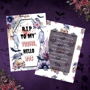 Cartão De Agradecimento Elegante aquarela halloween rip 20 aniversário adu