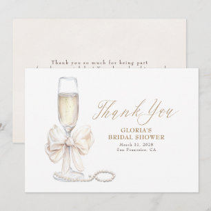 Cartão De Agradecimento Elegante Arco Branco Prosecco Bridal Shower Agrade