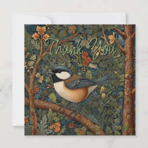 Cartão De Agradecimento Elegante arte retro modernista ave da floresta