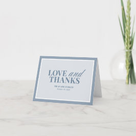 Cartão De Agradecimento Elegante Azul Poeirento | Casamento Clássico Luxo
