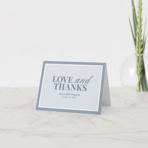 Cartão De Agradecimento Elegante Azul Poeirento Casamento Clássico Luxo