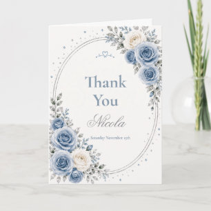 Cartão De Agradecimento Elegante Azul Poeirento Sweet 16