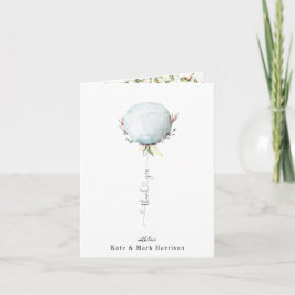 Cartão De Agradecimento Elegante Balão Azul Obrigado