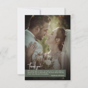 Cartão De Agradecimento Elegante Banner de Foto Verde Musgo Escuro para Ca