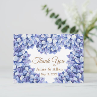 Cartão De Agradecimento Elegante Blue Hydrangea Floral