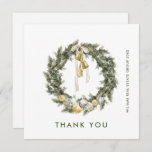 Cartão De Agradecimento Elegante Bohemian Christmas Pine Wreath Company<br><div class="desc">Você pode mudar a cor das palavras "Feliz Natal". Você pode fazer isso no editor do Zazzle,  pode entrar em contato comigo se precisar de detalhes sobre como fazê-lo,  ou se precisar de outra ajuda ou novo item. Eu respondo em breve.</div>