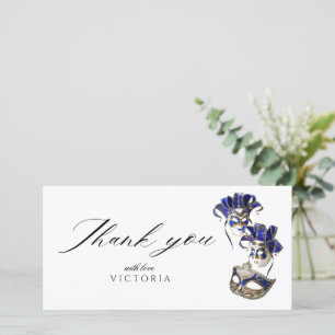 Cartão De Agradecimento Elegante Bohemian Script Silver Frame Mascarada