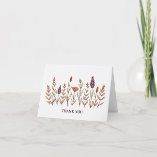 Cartão De Agradecimento Elegante Boho Casamento de Flores Silvestres Agrad