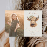 Cartão De Agradecimento Elegante Boho Highland Cow Kids Foto Aniversário<br><div class="desc">Elegante Boho Highland Cow Kids Foto de Cartões de agradecimentos de aniversário. Clique no botão editar/personalizar para personalizar este design.</div>