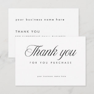 Cartão de agradecimento elegante branco para peque