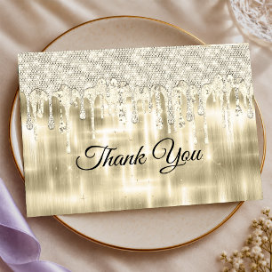 Cartão De Agradecimento Elegante brilho dourado escorrendo