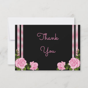Cartão De Agradecimento Elegante buquê de rosas no canto Chic Casamento Ob