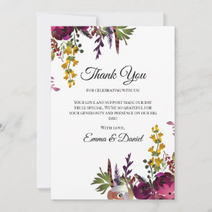 Cartão De Agradecimento Elegante Buquê Floral