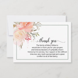 Cartão De Agradecimento Elegante Caligrafia Floral Funeral Obrigado