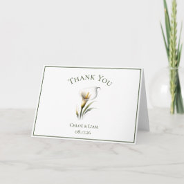 Cartão De Agradecimento Elegante Calla Lily Floral de Casamento Obrigado