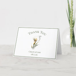 Cartão De Agradecimento Elegante Calla Lily Floral Obrigado Casamento Pers