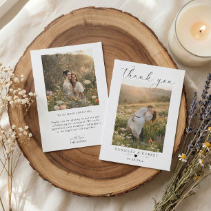 Cartão De Agradecimento Elegante Casal de Noivos Minimalista Personalizado