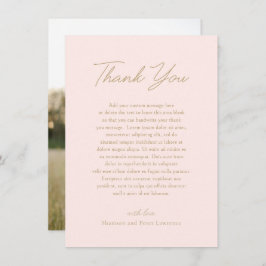 Cartão De Agradecimento Elegante Casamento Clássico em Rosa e Dourado